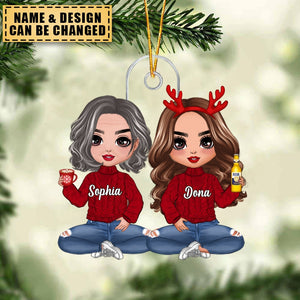 Christmas Doll Mom Daughter Sitting Personalized Chrismas Ornament
