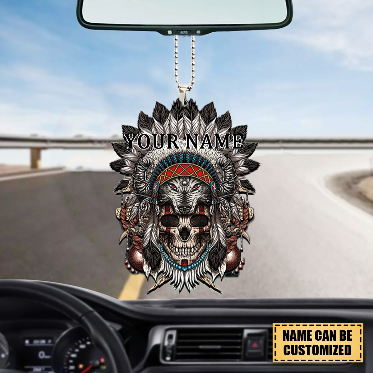 Skull And Wolf Native American Acrylic Ornament