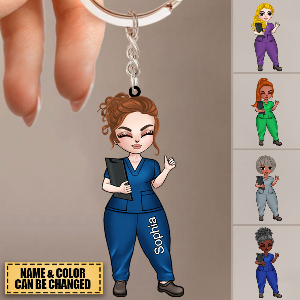 Personalized Nurse Character Keychain, Gift for Nurses