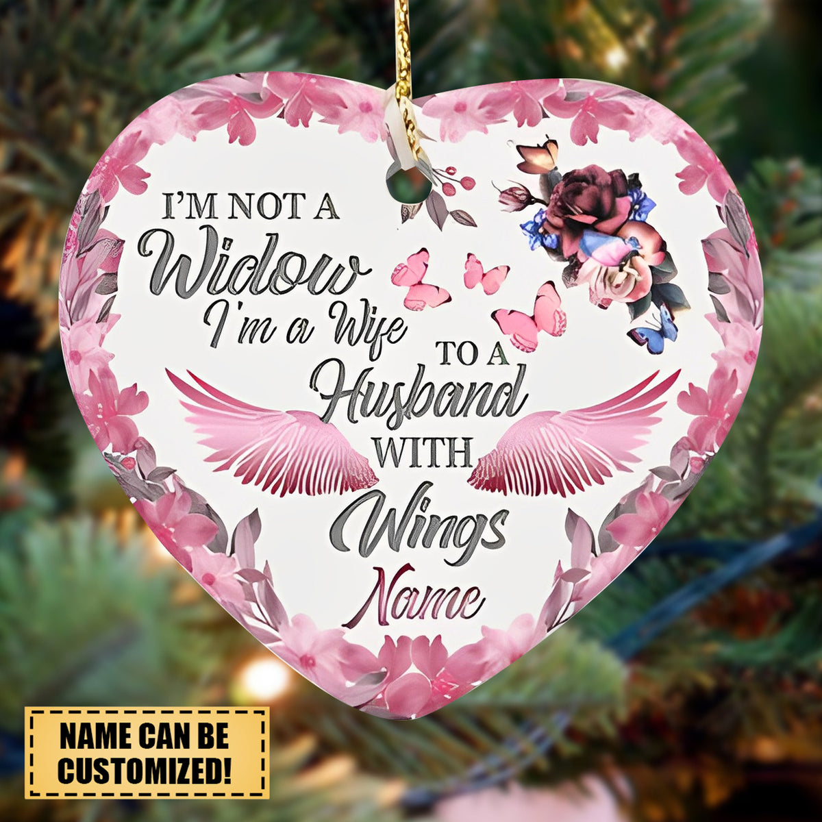 Husband With Wings Custom Memorial Ceramic Ornament