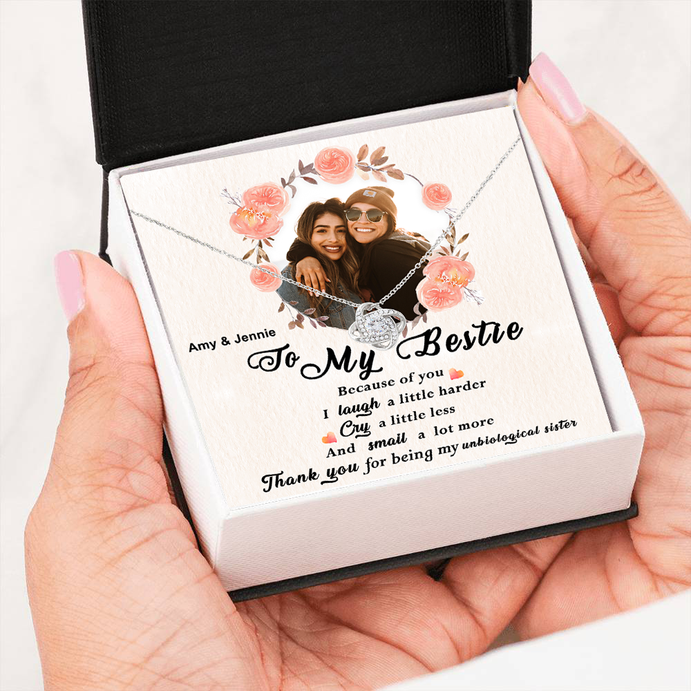 Personalized Necklace Gift For Badass Bestie Love Knot Necklace With Message Card And Box