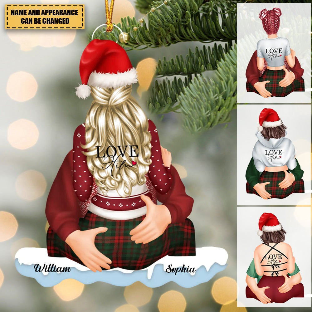Christmas Couple Hugging Personalized Acrylic Ornament