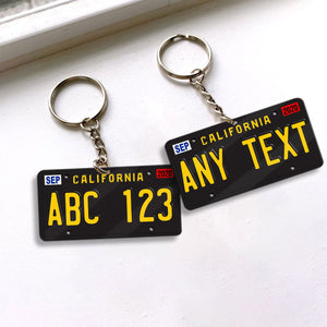 California License Plate Black Personalized Acrylic Keychain