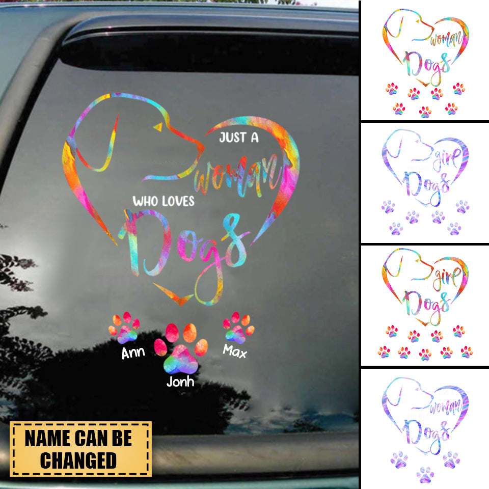 Colorful Dog Lovers Heart Paw Personalized Decal