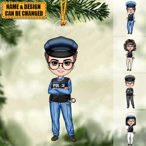 Police Officer - Personalized Custom Mica Ornament - Christmas Gift For Police