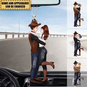 Personalized Couple Cowboy And Cowgirl Car Ornament