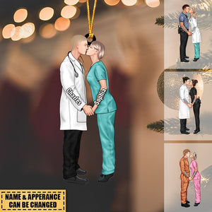 Personalized Christmas Gifts Custom Ornament For Couple Portrait, Firefighter, EMS, Nurse, Police Officer, Military