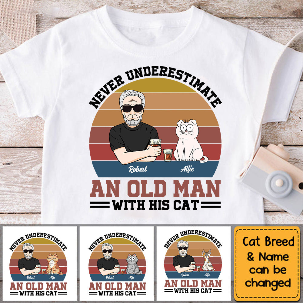 Never Underestimate An Old Man With His Cats - Personalized Shirt