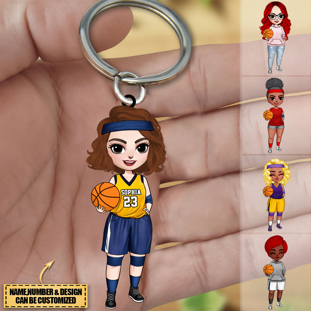 Personalized Woman Girl Basketball Player Acrylic Keychain