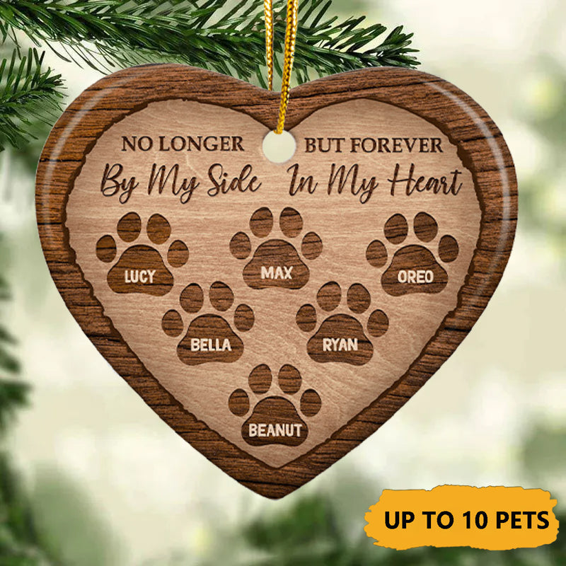 Dog & Cat Lovers Forever In My Heart - Memorial Gift -Personalized Custom Heart Ceramic Ornament