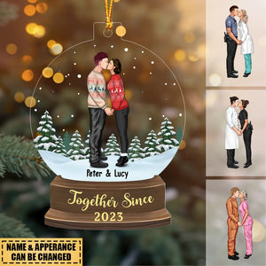 Anniversary Together Since - Personalized Christmas Gifts Custom Ornament For Couple Portrait, Firefighter, EMS, Nurse, Police Officer, Military