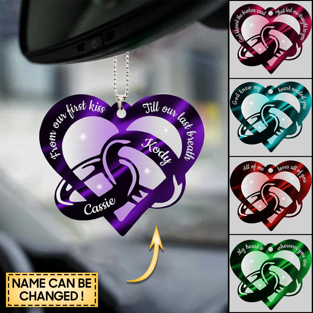 Personalized Couple Rings Heart Ornament Cute Gifts for Couples