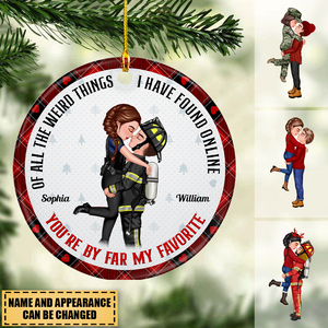 Couple Portrait, Firefighter, Nurse, Police Officer, Teacher, Military, EMS Gifts by Occupation Personalized Ceramic Ornament