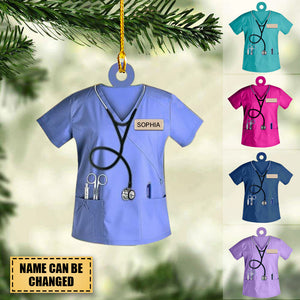 Personalized Nurse Scrubs Christmas Ornament - Gift for Nurse