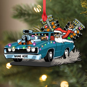 Drag Racing Hot Rod With Drag Tree Light - Personalized Christmas Ornament - Christmas Gift For Drag Racer