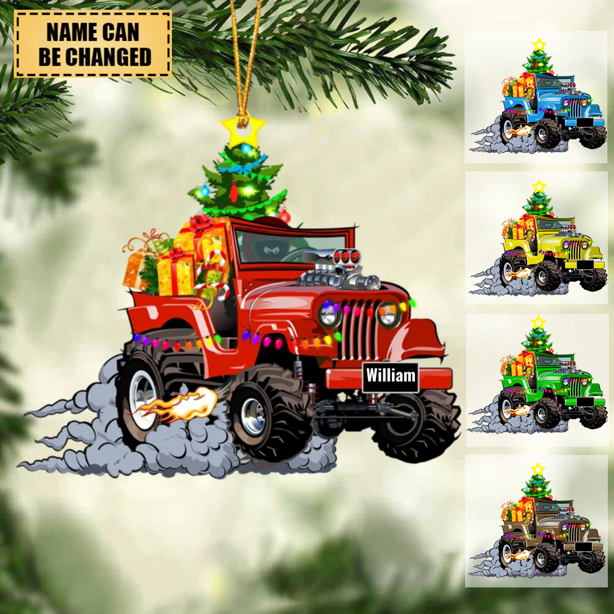 Driving The Off-Road Car At Christmas Personalized Cut Ornament Gift For Off-Road Car Lover