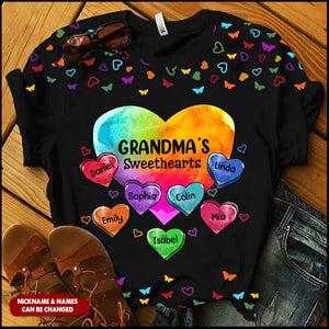 Colorful Heart Grandma Mom Sweet Heart Kids Personalized 3D T-shirt