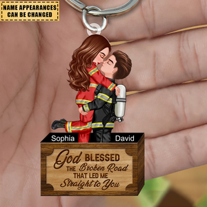 Personalized Couple Portrait, Firefighter, Nurse, Police Officer, Teacher Keychain Gifts by Occupation