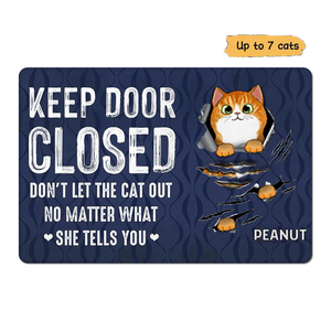 Keep Door Closed Fluffy Cat Tearing Personalized Doormat