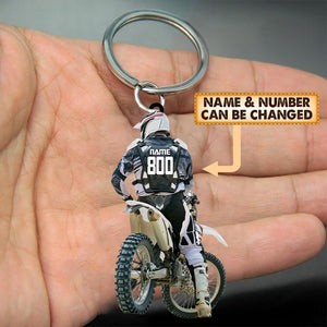 Personalized Motocross Racer Acrylic Keychain