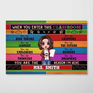 Doll Teacher Colorful Classroom Welcome Personalized Horizontal Poster