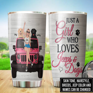 Just A Girl Who Loves OFF-ROAD Car And Dogs Personalized Tumbler