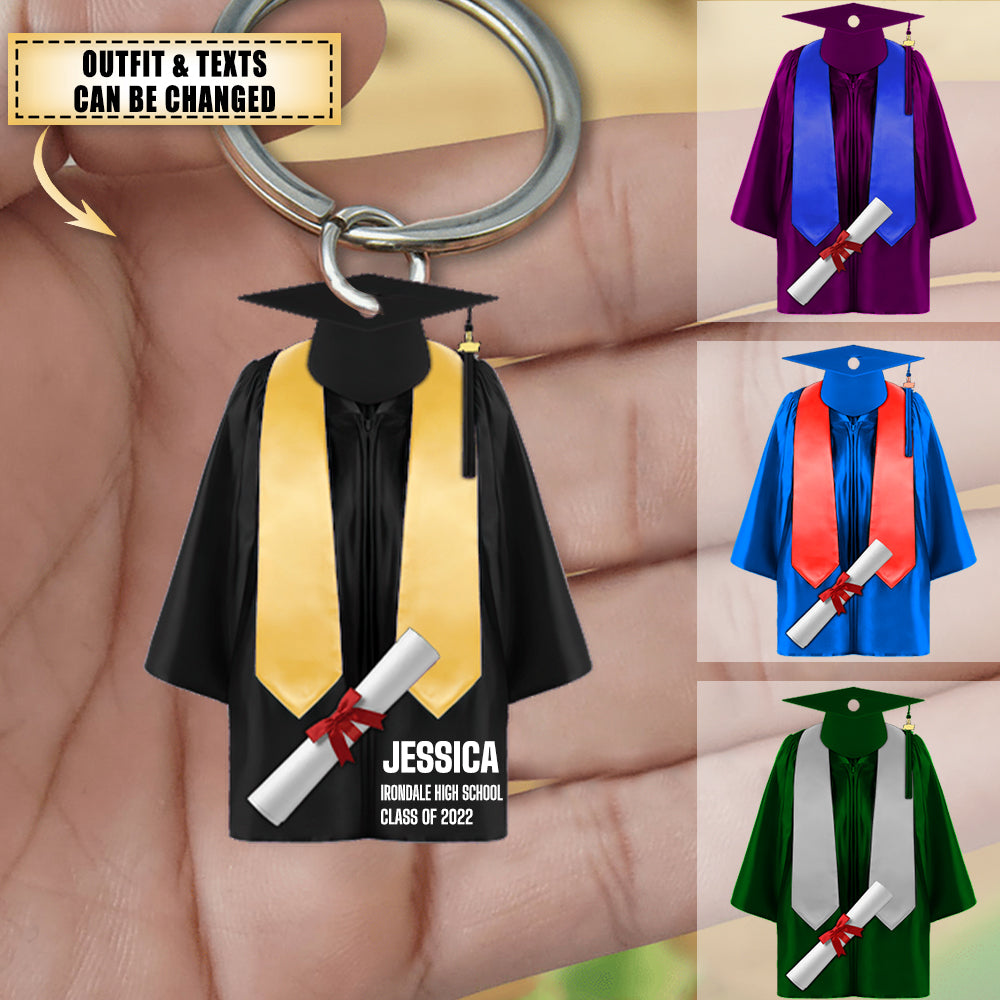 Graduation Gown, Personalized Keychain, Graduation Gift