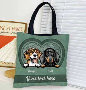 Heart Shape Colorful Dog Personalized All Over Tote Bag, Personalized Gift for Dog Lovers, Dog Dad, Dog Mom - TO150PS02