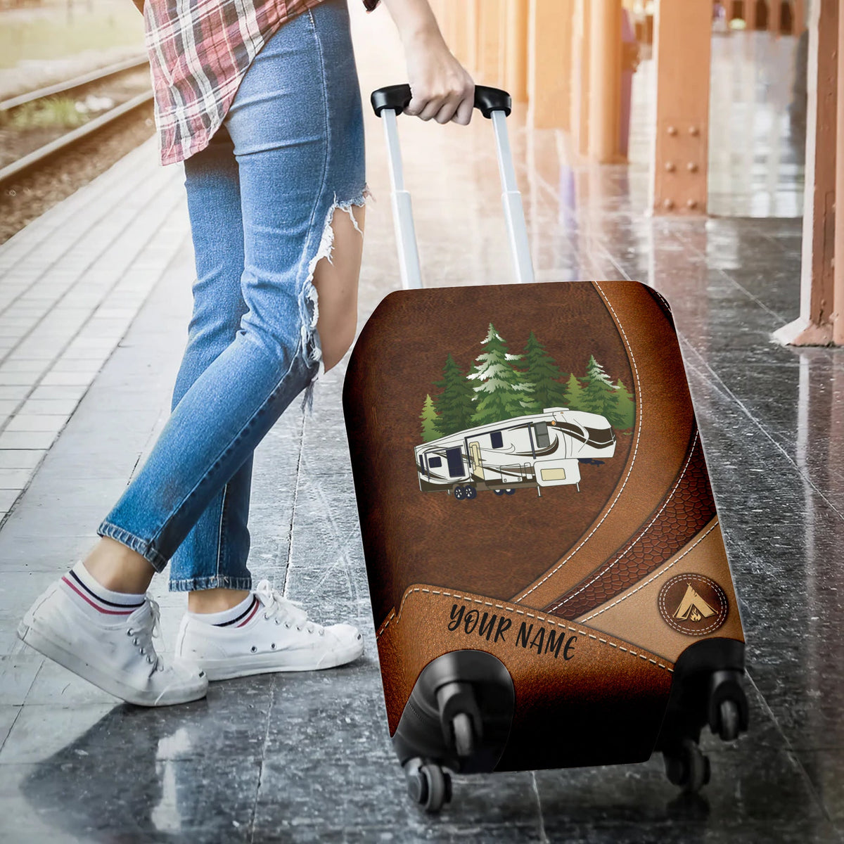 Camping Personalized Luggage Cover - LC003PS11