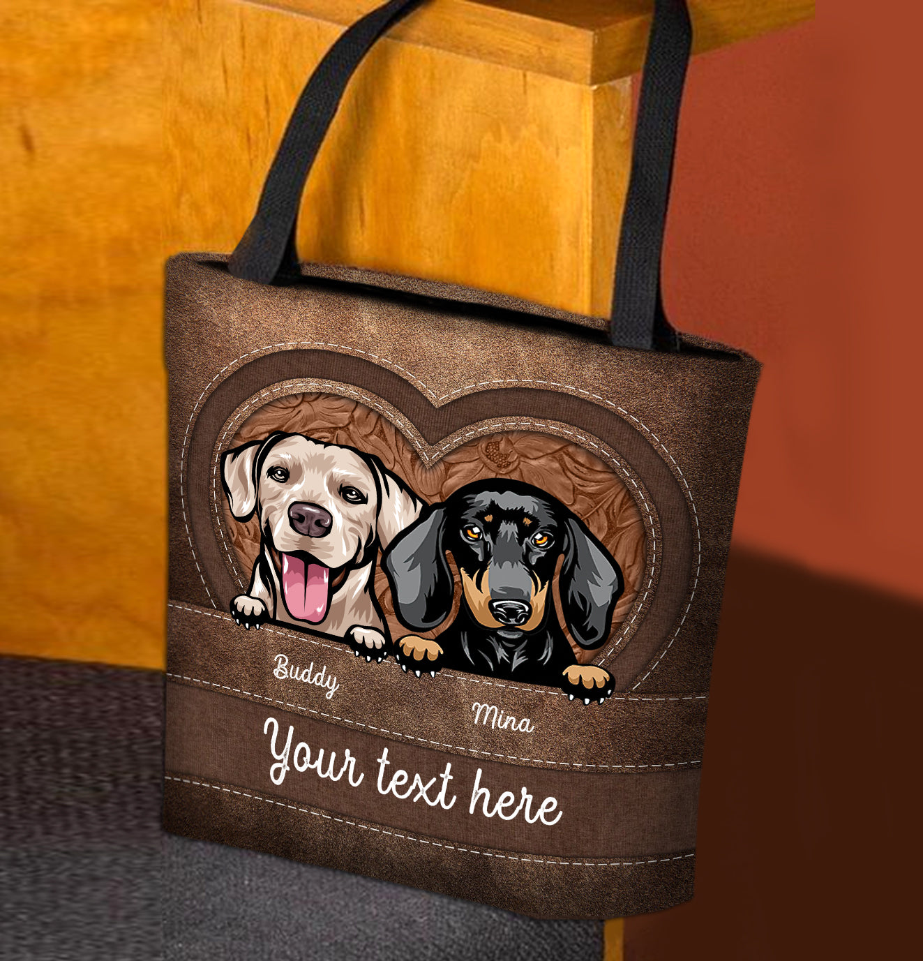 Heart Shape Colorful Dog Personalized All Over Tote Bag, Personalized Gift for Dog Lovers, Dog Dad, Dog Mom - TO150PS02