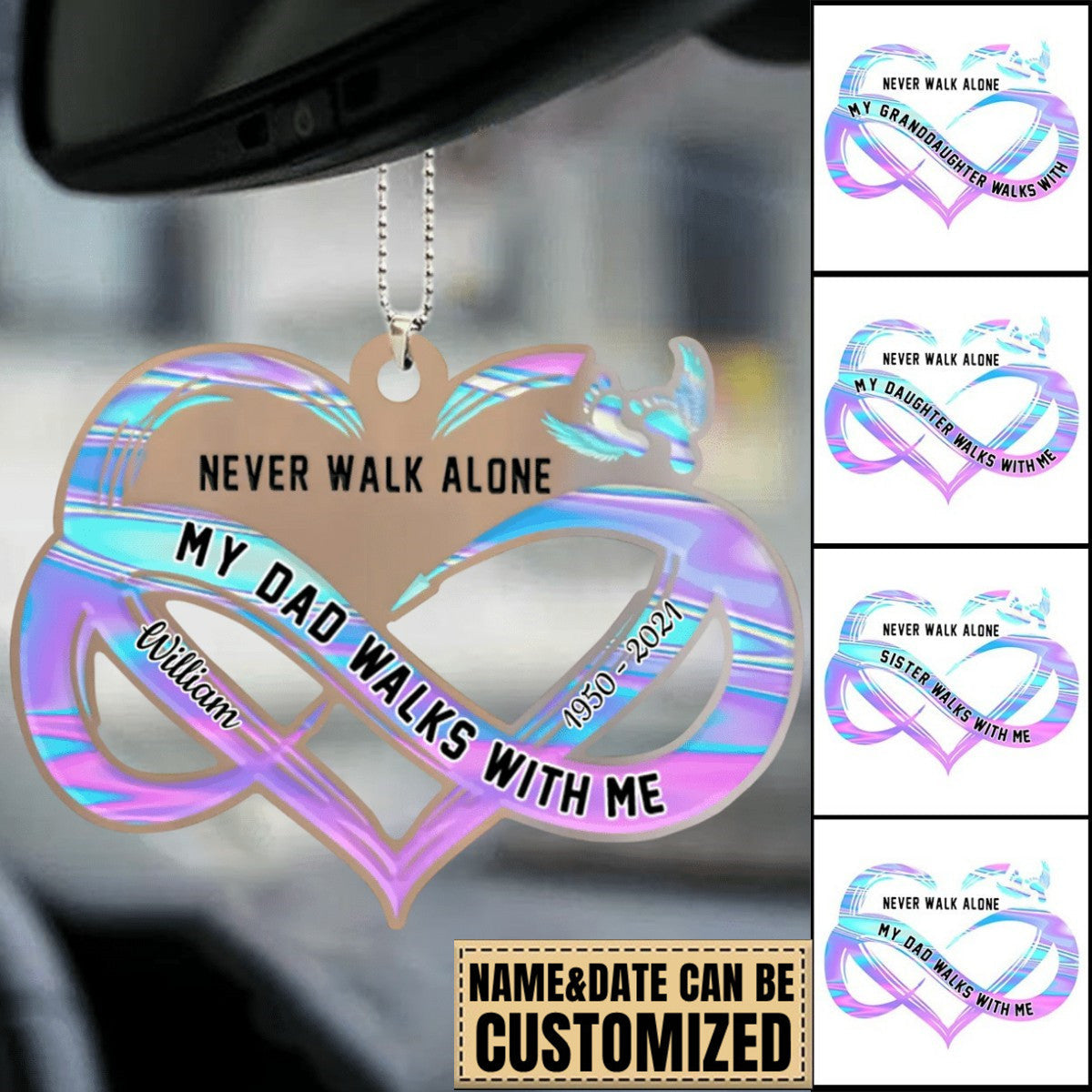 Memorial Never Walk Alone My Love Walks With Me Personalized Ornament