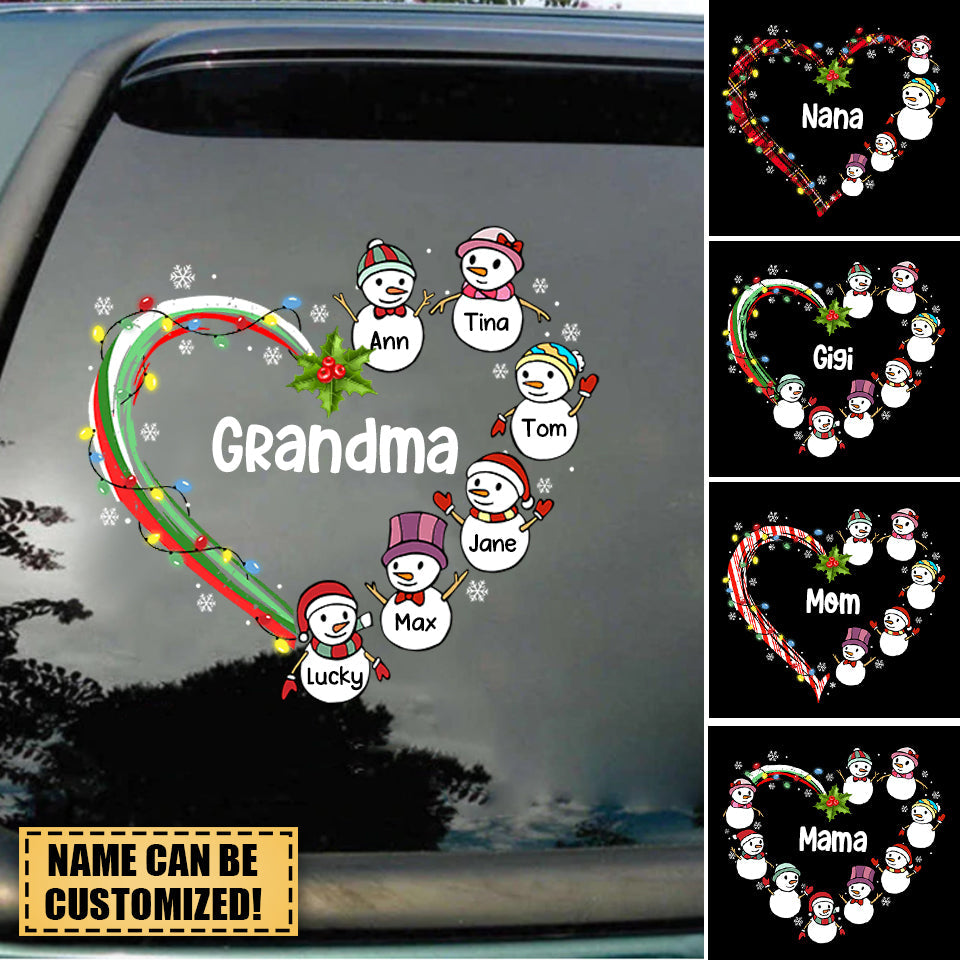 Christmas Mom Grandma Heart Snowman Personalized Decal