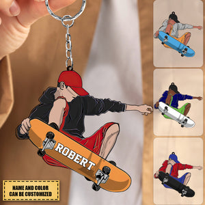 Personalized Skateboard Player Fly Keychain