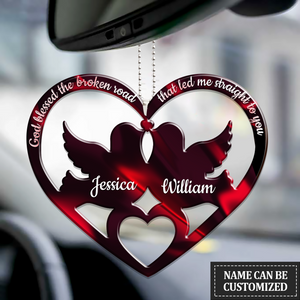 Dove Couple Heart God Blessed Personalized Name - Two Sided Ornament