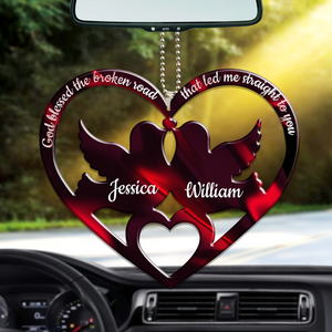 Dove Couple Heart God Blessed Personalized Name - Two Sided Ornament