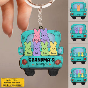 Grandma's Gift - Family Personalized Custom Car Shaped Home Keychain
