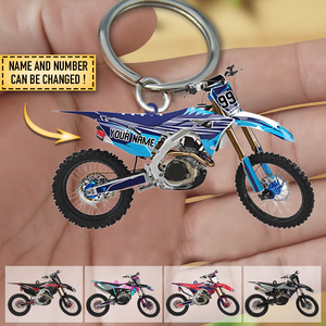 Personalized Keychain Custom Name and Number Motocross Vehicle Shaped Keychain