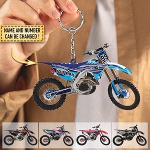 Personalized Keychain Custom Name and Number Motocross Vehicle Shaped Keychain
