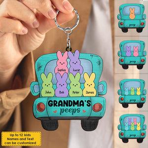 Grandma's Gift - Family Personalized Custom Car Shaped Home Keychain