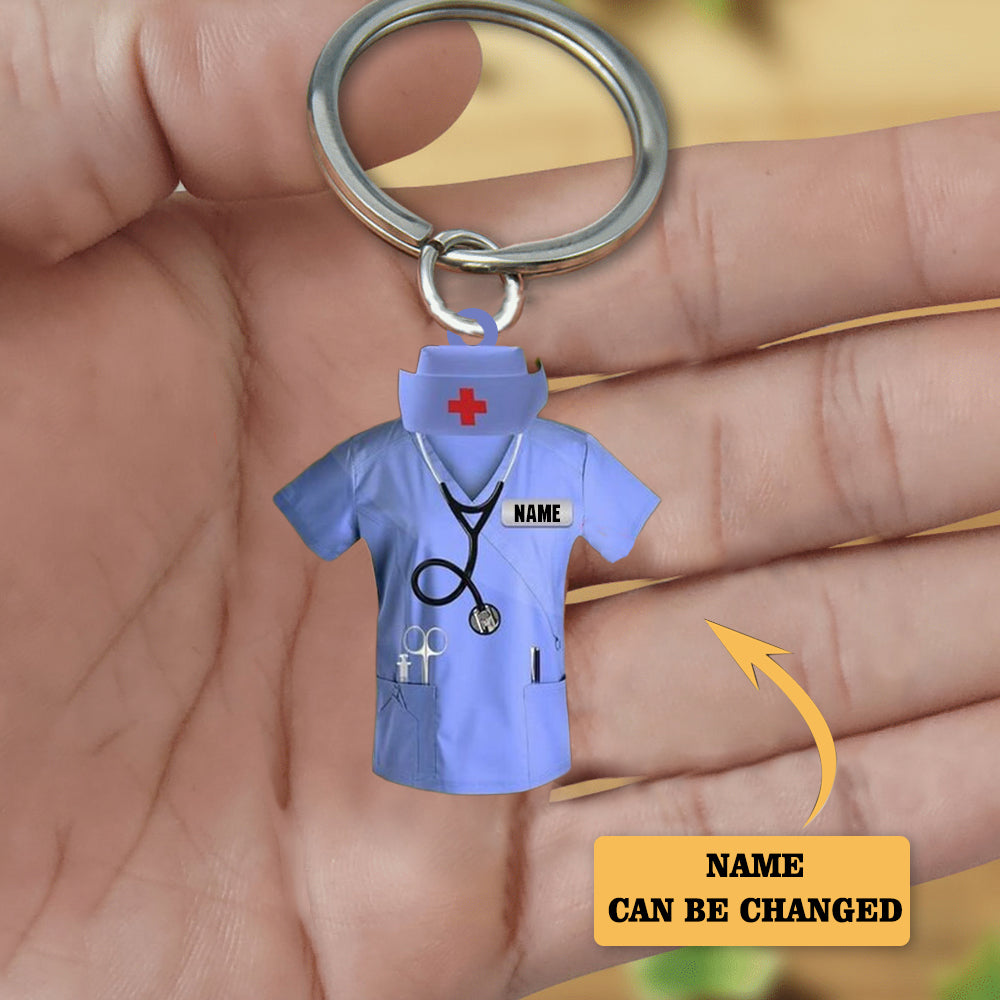 Personalized Nurse And Hat Scrubs - Gift for nurse Acrylic Keychain