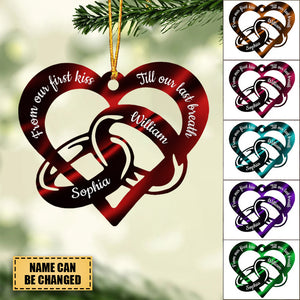 FROM OUR FIRST KISS TILL OUR LAST BREATH COUPLE RINGS PERSONALIZED CHRISTMAS ORNAMENT