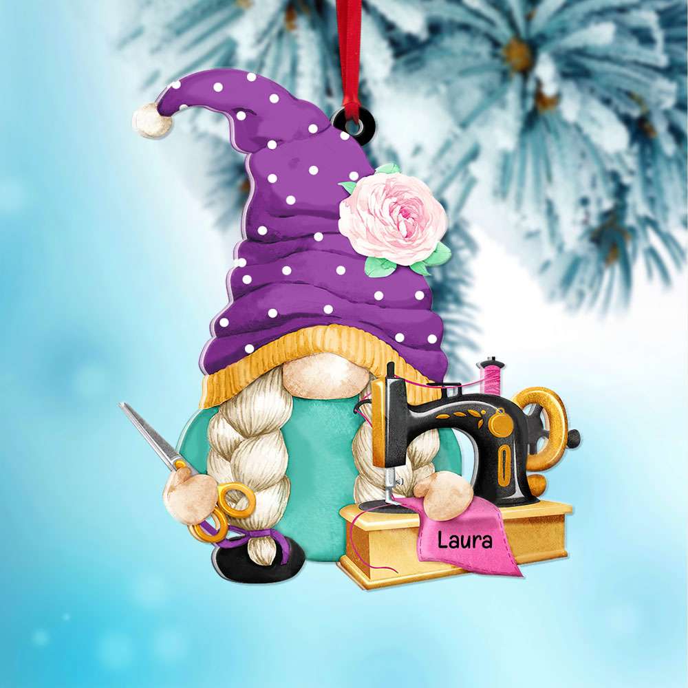 Dwarf Sewing And Quilting Custom Shape Christmas Ornament