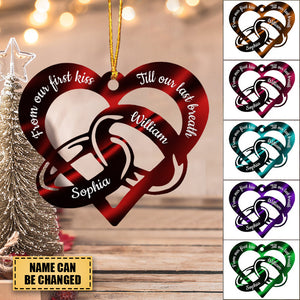 FROM OUR FIRST KISS TILL OUR LAST BREATH COUPLE RINGS PERSONALIZED CHRISTMAS ORNAMENT