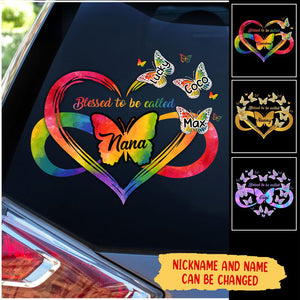 Personalized Blessed To Be Called Grandma Butterfly Heart Decal