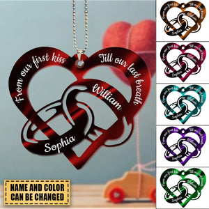 FROM OUR FIRST KISS TILL OUR LAST BREATH COUPLE RINGS PERSONALIZED ORNAMENT