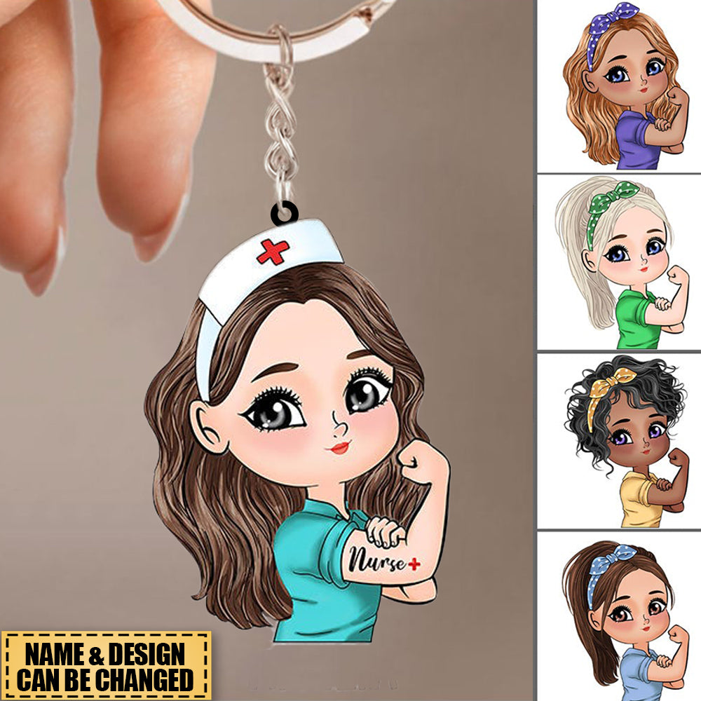 Nurse Strong Nursing Custom Gift For Strong Women Personalized Keychain