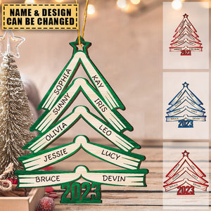 Book Names Christmas Tree 2023 - Personalized Wooden Ornament