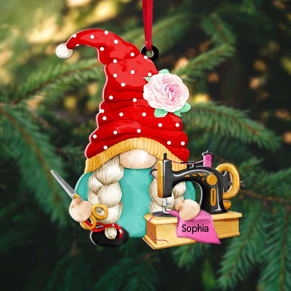 Dwarf Sewing And Quilting Custom Shape Christmas Ornament