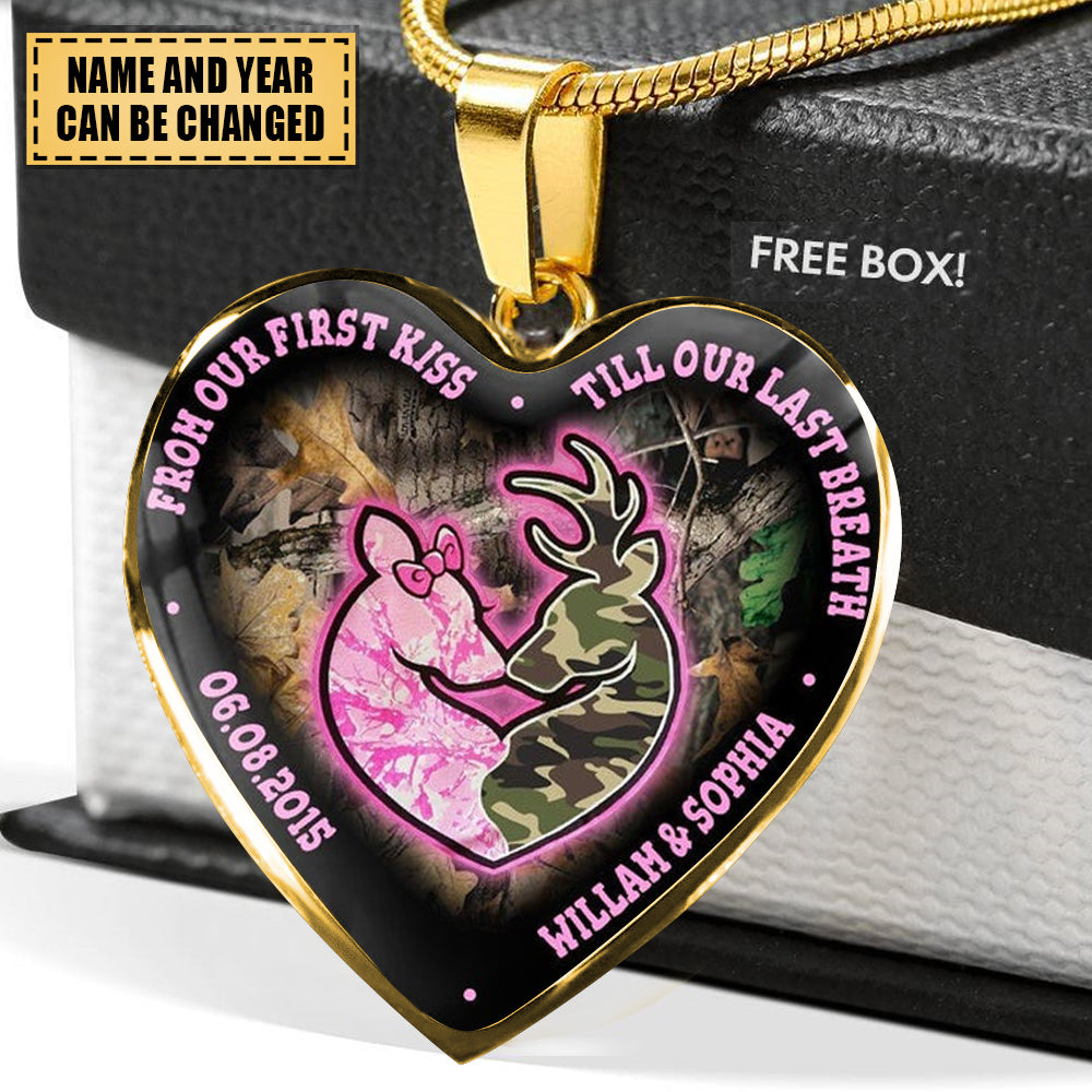 Personalized Till Our Last Breath Camo Heart Couple Necklace