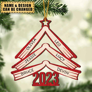 Book Names Christmas Tree 2023 - Personalized Wooden Ornament